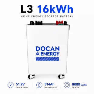 Pickup From TX Or Zip Code For Delivery Quote｜Docan L3 16kWh 51.2V LiFePO4 314A Battery Pack with Grade A 314Ah for Solar Home Storage