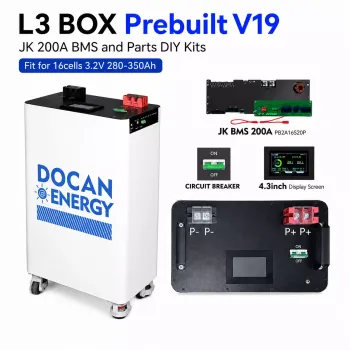 Ship from USA｜Docan Vertical L3 DIY Box Kit with JK PB2A16S20P new V19 BMS Solar LiFePO4 Battery Enclosure