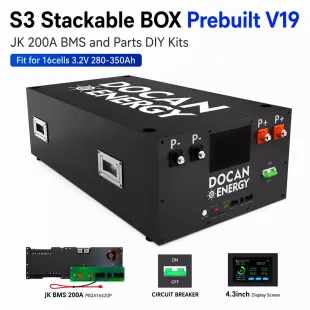 Ship from USA｜ Horizontal DIY Box Kit Metal Enclosure With JK PB2A16S20P 200A Inverter BMS (M8 Terminals) – Includes DC Breaker