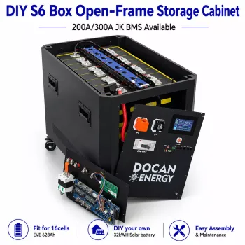 Ship from EU｜ Docan New DIY Horizontal S6 DIY Box Kits with 200A-300A JK PB2A16S20P V19 BMS & Parts for Assemble 51.2V 32kWh LiFePO4 Battery