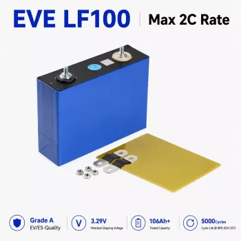 Ship from China｜ EVE 100Ah EV Grade A LiFePO4 3.2V Prismatic Cell with Welded M6 Studs-Ideal for Golf cart and EV Energy