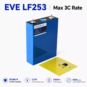 Ship from China｜ EVE 253h 3C EV Grade A Solar Energy LiFePO4 3.2V Prismatic Cell -Ideal for Golf cart and EV Car Project 