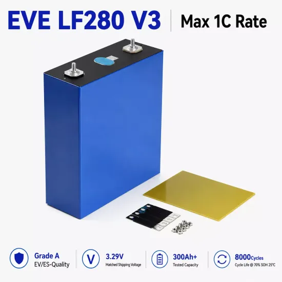 Ship from China｜Grade A EVE LF280K V3 LiFePO4  8000 Cycles Prismatic Battery Tested 330Ah Ideal for Golf cart and EV Energy