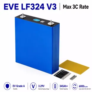 Pick-From TX or Door Delivery｜EVE 324Ah 3.2V EV Grade A  New LiFePO4 Battery 340Ah Prismatic Cell with welded M6 Studs for EV RV Solar Systems