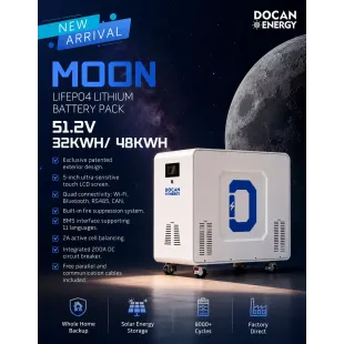Self-Collection From DE Or Zip Code For Delivery Quote｜Docan Energy MOON 32kWh 51.2V 628Ah Assembled ESS LiFePO4 Battery Pack for Solar Storage Moveable