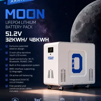 Self-Collection From DE Or Zip Code For Delivery Quote｜Docan Energy MOON 32kWh 51.2V 628Ah Assembled ESS LiFePO4 Battery Pack for Solar Storage Moveable