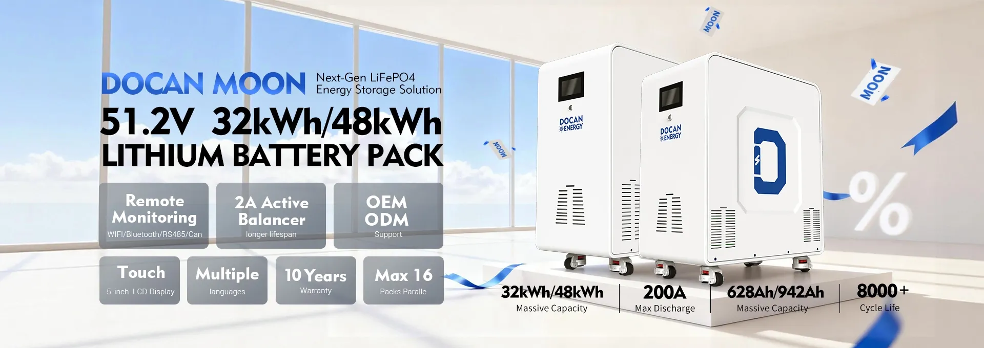 32kWh 48kWh 50KWH INDOOR LIFEPO4 SOLAR HOME BATTERY