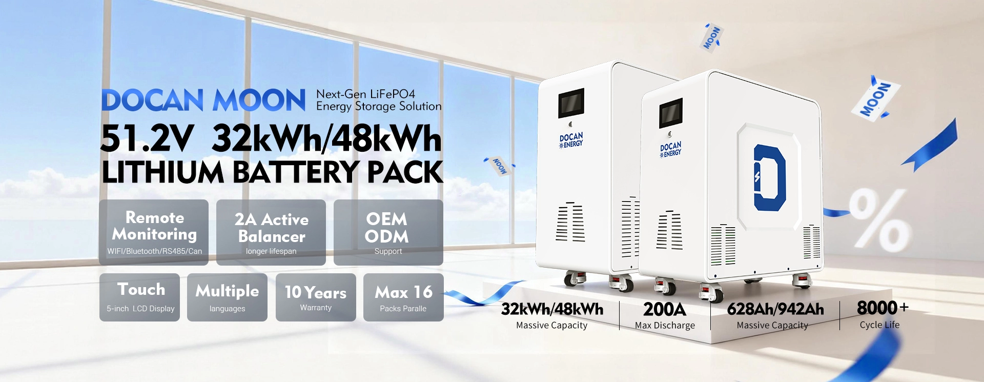 32kWh 48kWh 50KWH INDOOR LIFEPO4 SOLAR HOME BATTERY