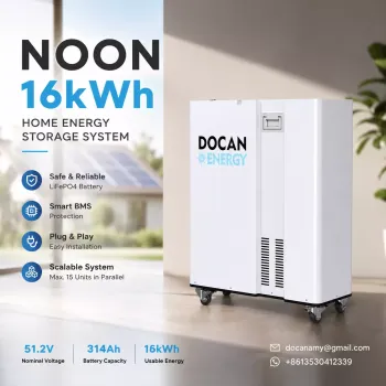 Ship from China｜ Docan NOON 16kWh 15kWh 51.2V Vertical Moveable LiFePO4 280Ah 300Ah 314Ah Solar Plug & Play Battery Pack 