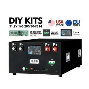 Ship from USA｜No Branding Horizontal DIY Box Kit Metal Enclosure With Daren WIFI Remote 200A Inverter BMS (M8 Terminals) – Includes DC Breaker
