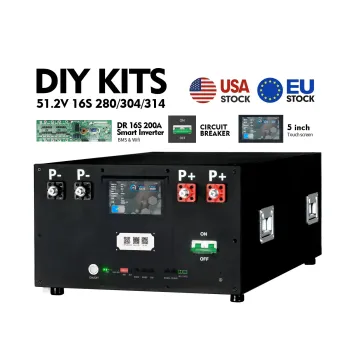 Ship from USA｜No Branding Horizontal DIY Box Kit Metal Enclosure With Daren WIFI Remote 200A Inverter BMS (M8 Terminals) – Includes DC Breaker