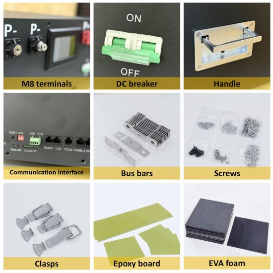 US Stock DIY LiFePO4 Set| 16pcs EVE LF280K V3 Cells + Stackable Box + JK 200A 2A Active Balance BMS + Assembly parts