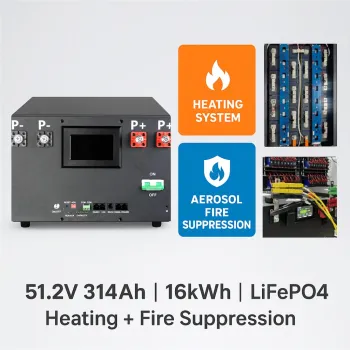 USA Stock Pre-Sale S3 16kWh 51.2V LiFePO4 314Ah Solar Stack Battery Pack with Heating and Fire Suppression Ideal for Solar Home Systems