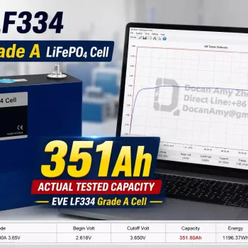 Ship from China｜EVE 334Ah 3.2V EV Grade A 3C LiFePO4 Battery Prismatic Cell with welded M6 Studs for EV RV Solar Systems