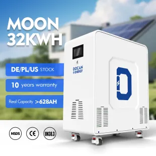 Self-Collection From DE Or Zip Code For Delivery Quote｜Docan Energy MOON 32kWh 51.2V 628Ah Assembled ESS LiFePO4 Battery Pack for Solar Storage Moveable