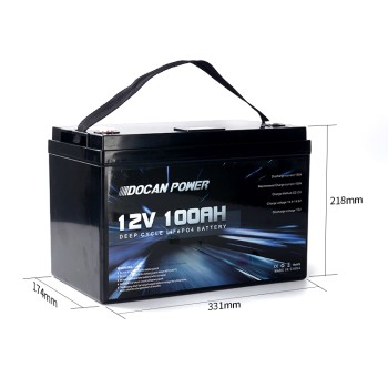 USA STOCK Docan 4S1P 12V 100Ah 1280Wh Solar LiFePO4 Battery Pack with Bluetooth BMS & LCD Display