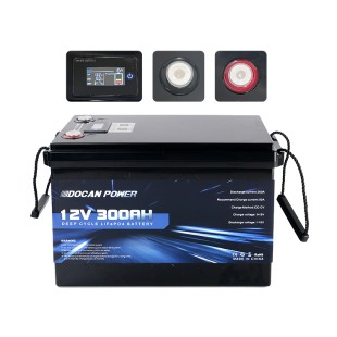 USA STOCK Docan 12.8V 300Ah 3840Wh 4S1P Solar Energy LiFePO4 Battery Pack with JBD 12V 200A BMS