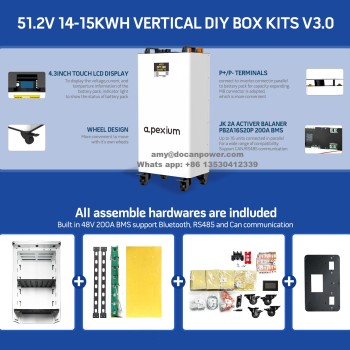 Ship from China｜ Docan Apexium Vertical 2.0 DIY Box Kits With 200A JK Inverter BMS PB2A16S20P and 4.3inch Touch LCD Display Enclosure