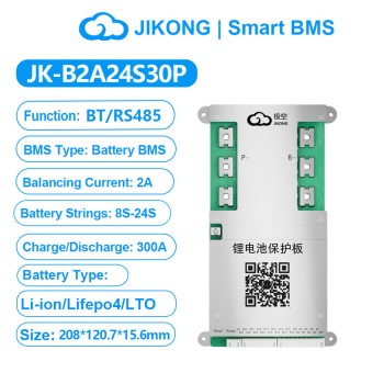 Ship from USA｜ JK 300A BMS B2A24S30P-HC 7S-24S 2A Active Balancing for LiFePO4 Li-ion and LTO Battery Cells