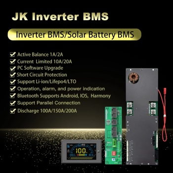 USA STOCK PB2A16S20P 200A JK Inverter BMS with 2A active balancer built-in & 4.3inch LCD display 48V 200A Solar LiFePO4 Battery BMS USA STOCK PB2A16S20P 200A JK Inverter BMS with 2A active balancer built-in & 4.3inch LCD display 48V 200A Solar LiFePO4 Battery BMS