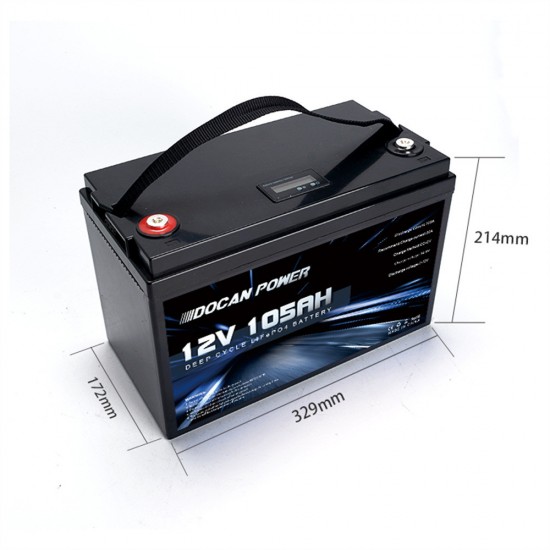 USA STOCK FAST UPS DELIVERY Docan 12V 105Ah Lifepo4 Battery Pack with Bluetooth BMS and LCD dispaly USA STOCK FAST UPS DELIVERY Docan 12V 105Ah Lifepo4 Battery Pack with Bluetooth BMS and LCD dispaly