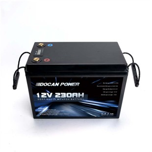 USA STOCK Docan 12V 230Ah Solar LiFePO4 Battery Pack with Bluetooth BMS & LCD Display